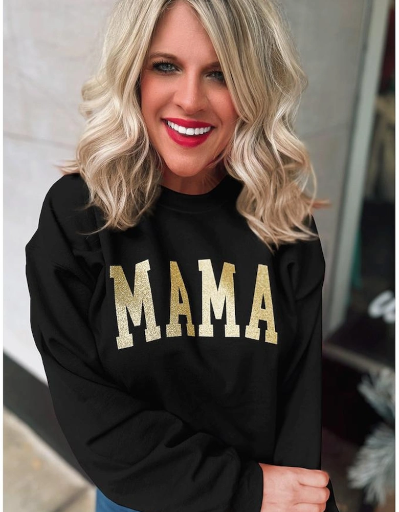 Azura Exchange MAMA Glitter Graphic Sweatshirt
