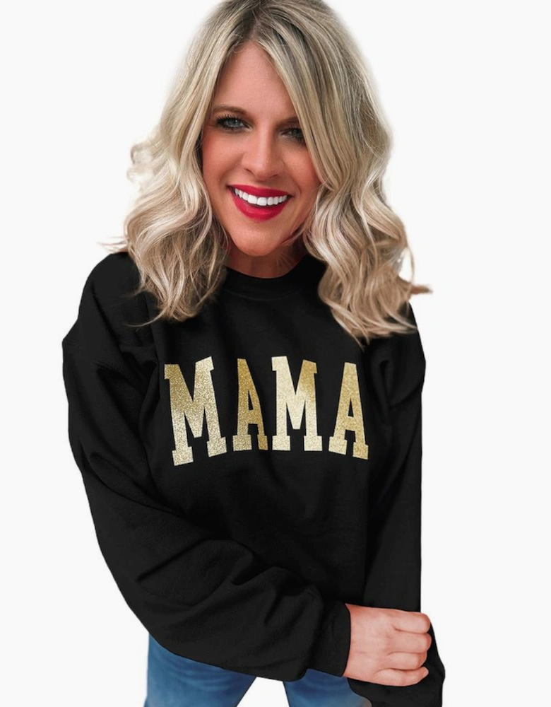 Azura Exchange MAMA Glitter Graphic Sweatshirt