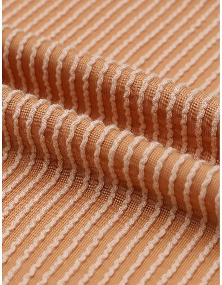 Green Color Block Long Sleeve Ribbed Loose Top