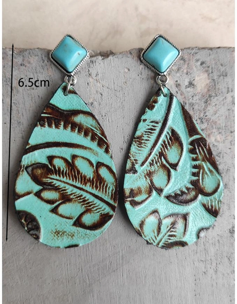 Azura Exchange Turquoise Embossed Drop Earrings
