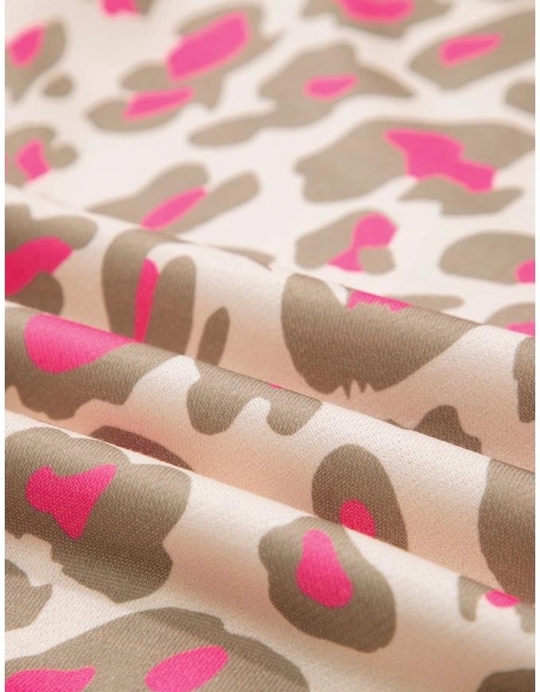 Rose Leopard Print Zip-up Hooded Sweatshirt