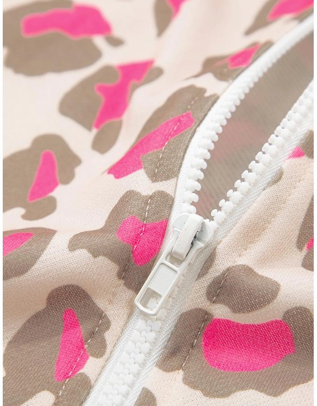 Rose Leopard Print Zip-up Hooded Sweatshirt