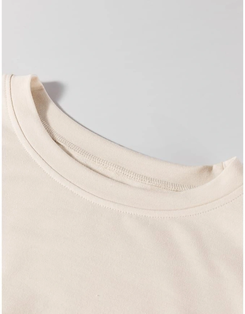 Beige Plaid Patchwork High Waist Sweatshirt Mini Dress