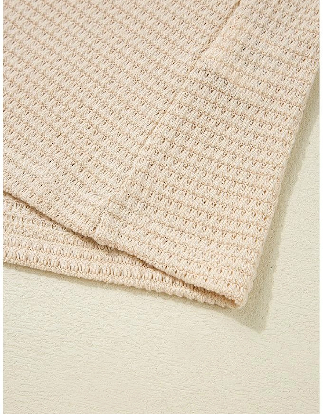 Oatmeal Lace Patchwork Waffle Short Sleeve Plus Size Top