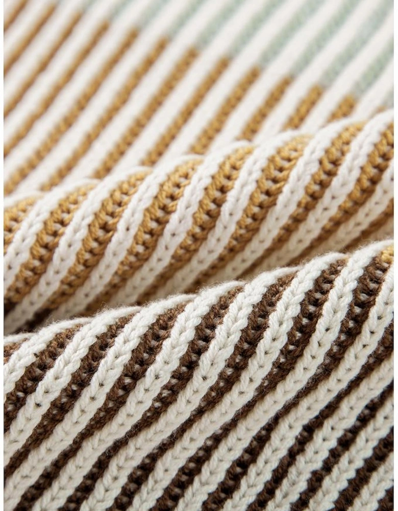 Brown Colorblock Textured Knit Bubble Sleeve Sweater