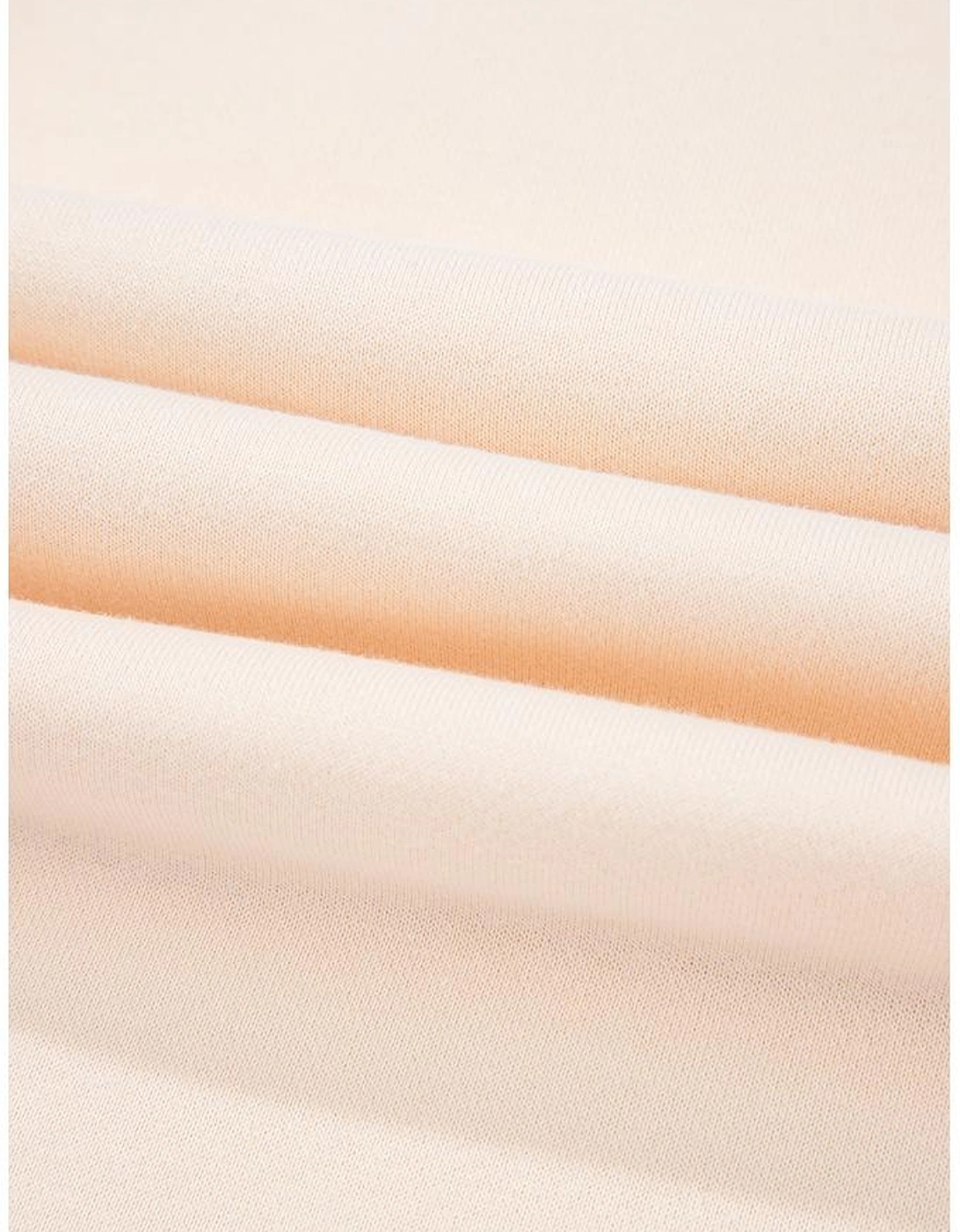 Beige Plus Size Flower Patched Side Slits Crewneck Top