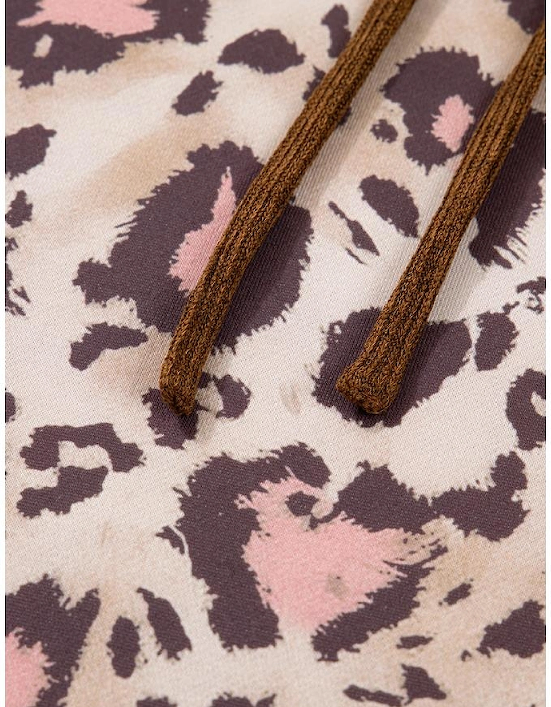 Brown Leopard Print Knit Patchwork Plus Hoodie