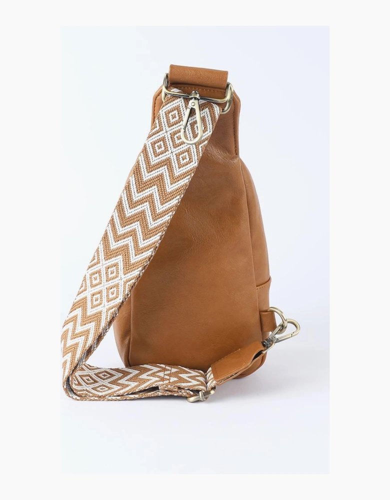 Azura Exchange Brown Faux Leather Zipped Crossbody Chest Bag