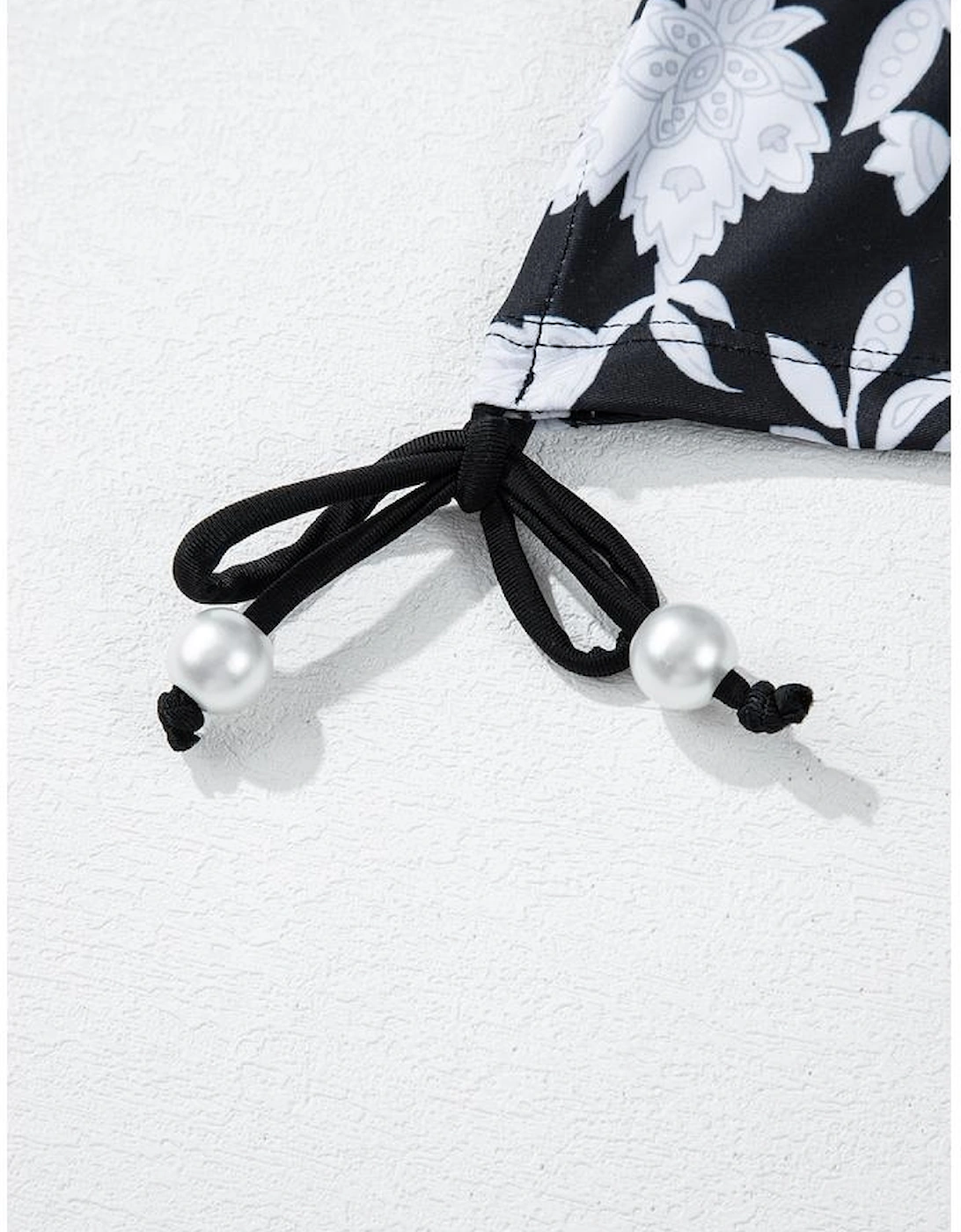 Black Plus Size Printed Square Neck Drawstring Ruffled Tankini Set