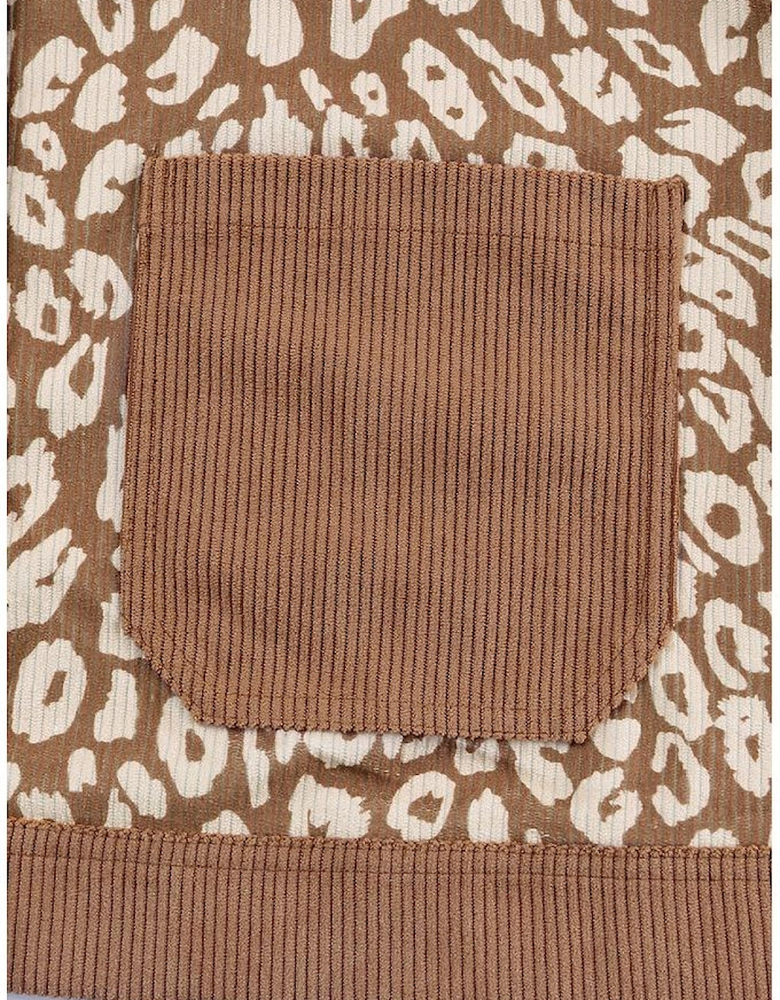 Brown Leopard Print Corduroy Long Sleeve Jacket