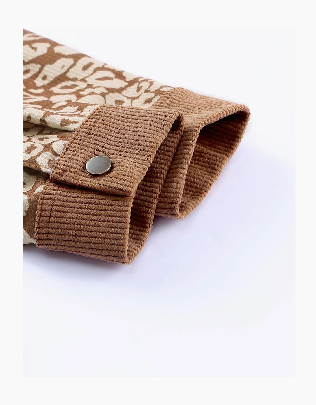 Brown Leopard Print Corduroy Long Sleeve Jacket