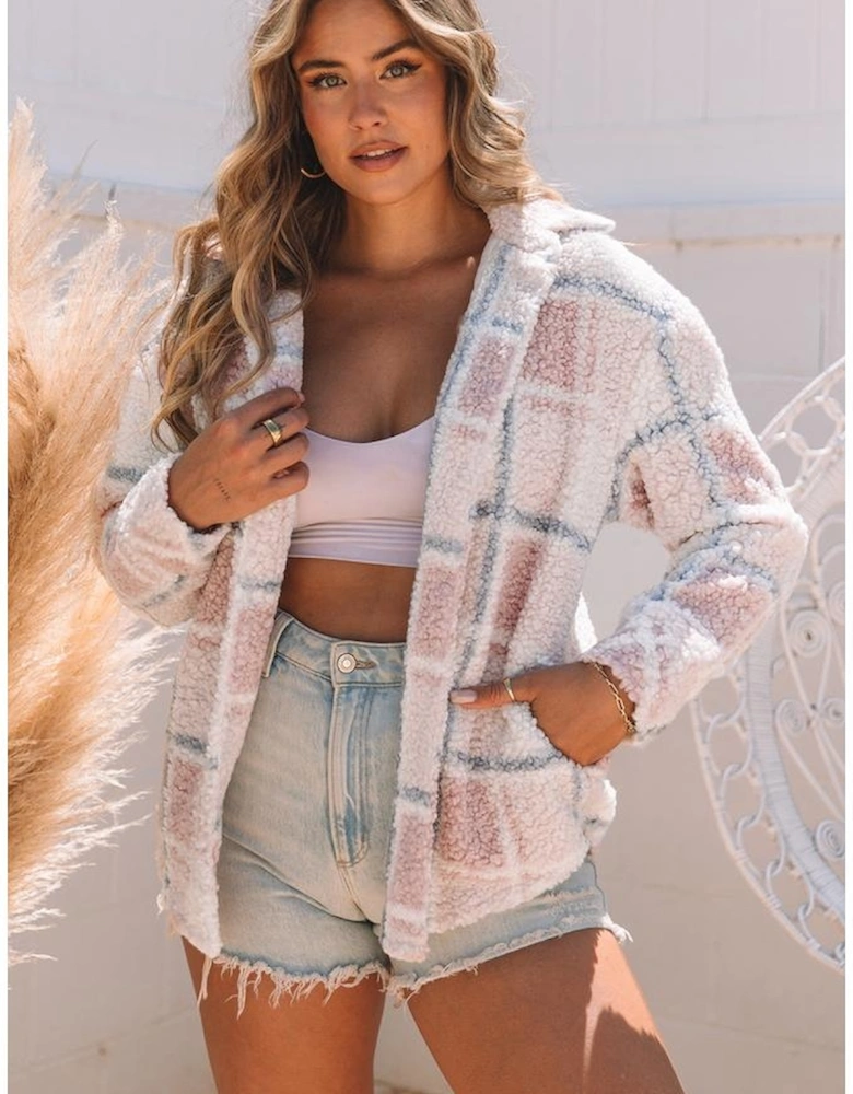 Azura Exchange Cozy Checker Print Sherpa Shacket