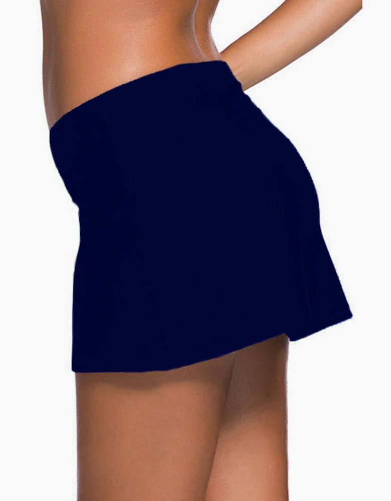 Plus Size Navy Blue Skirted Swim Bikini Bottom