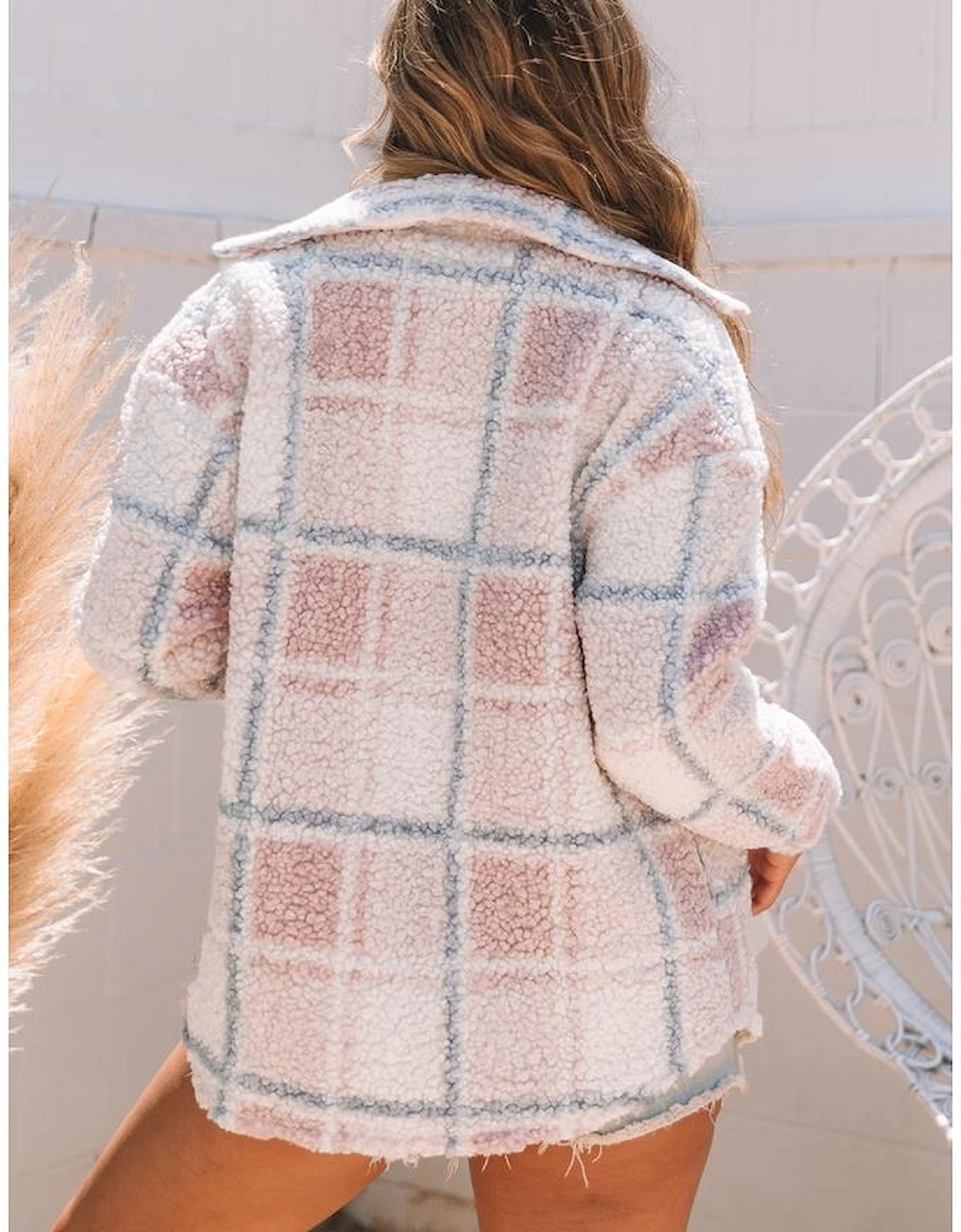 Azura Exchange Cozy Checker Print Sherpa Shacket