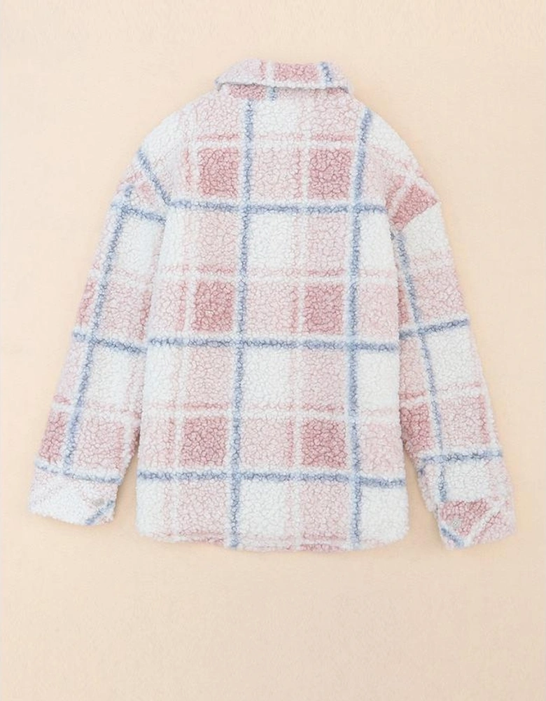 Azura Exchange Cozy Checker Print Sherpa Shacket