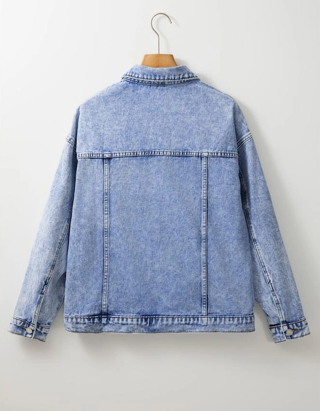 Beau Blue Vintage Washed Flap Pockets Denim Jacket