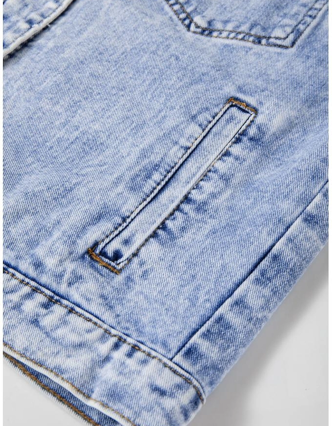 Beau Blue Vintage Washed Flap Pockets Denim Jacket