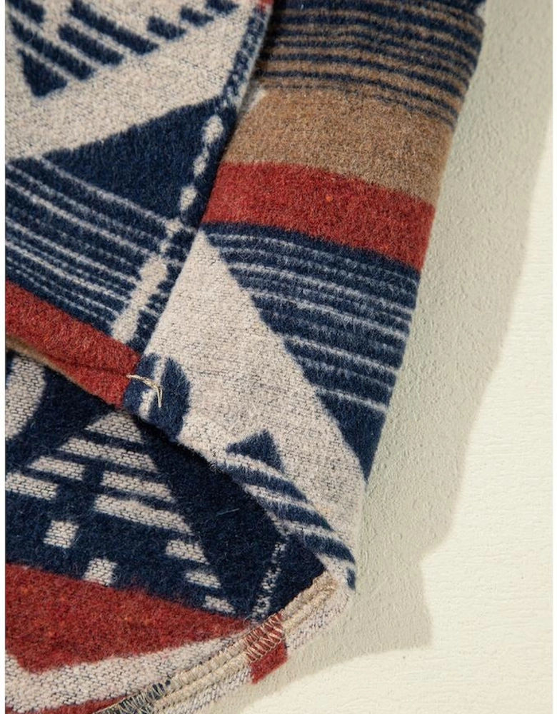 Brown Western Aztec Collared Button-up Sweatshirt