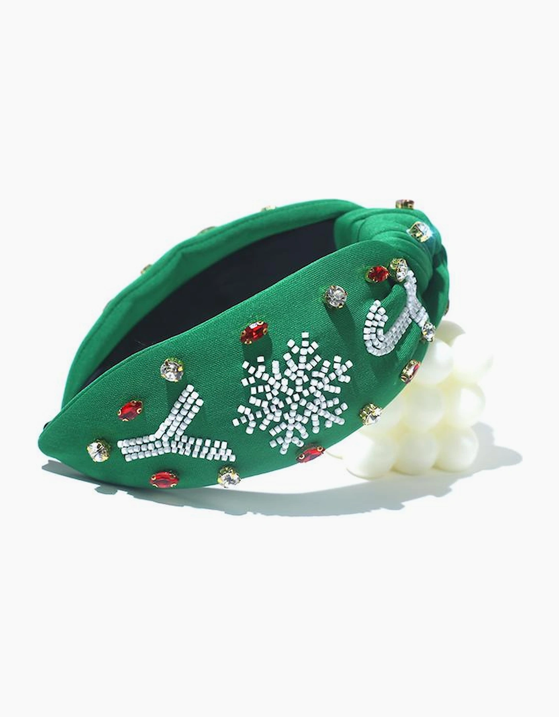 Azura Exchange Dark Green Christmas Rice Beaded Rhinestone Wide Headband