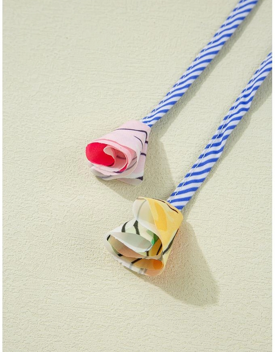 Multicolour Floral Print Striped Yoke Frilled V Neck Puff Short Sleeve Blouse