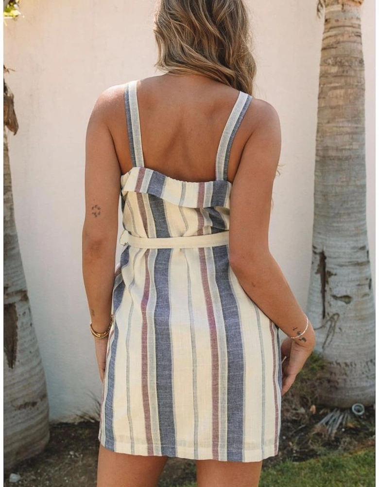 Azura Exchange Frill Trim Patch Pocket Belted Mini Dress