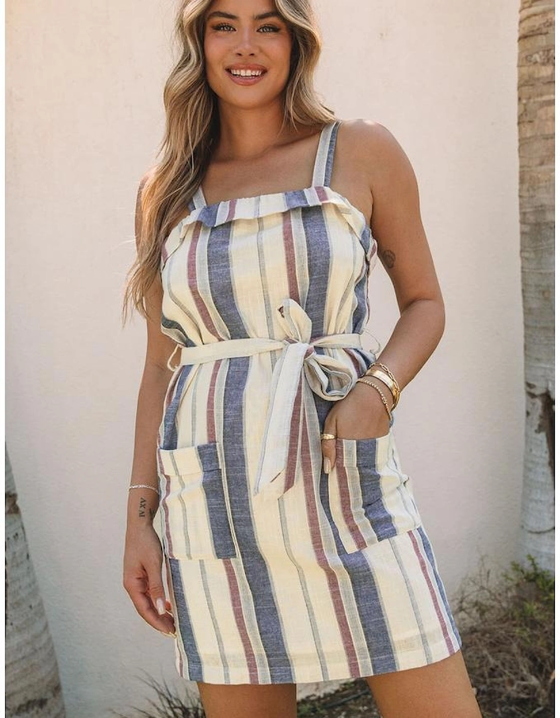 Azura Exchange Frill Trim Patch Pocket Belted Mini Dress, 16 of 15