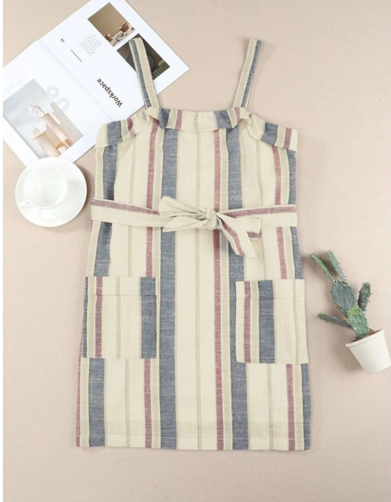 Azura Exchange Frill Trim Patch Pocket Belted Mini Dress