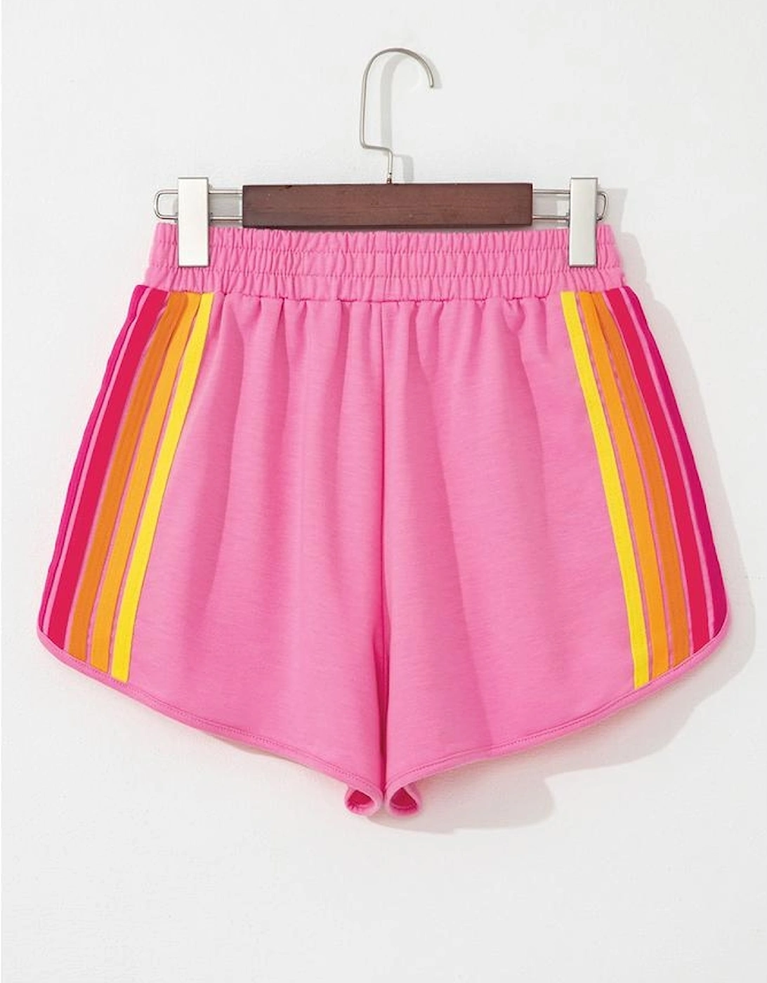 Bonbon Color Block Stripes Elastic High Waist Active Shorts
