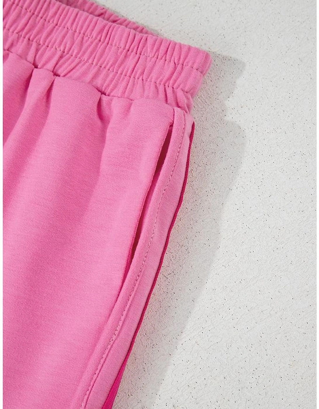 Bonbon Color Block Stripes Elastic High Waist Active Shorts