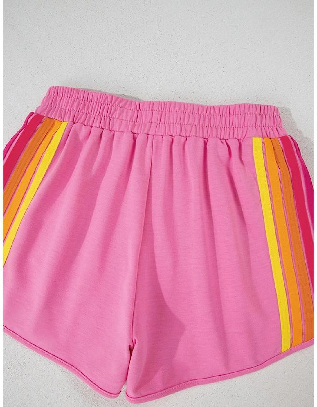 Bonbon Color Block Stripes Elastic High Waist Active Shorts