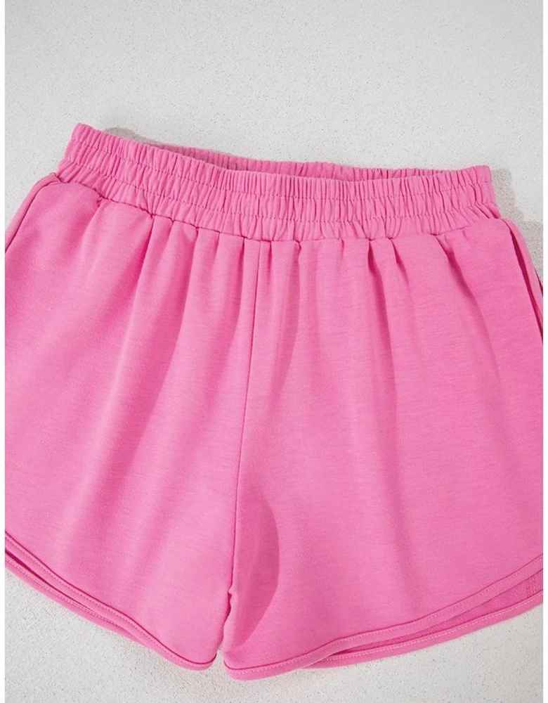 Bonbon Color Block Stripes Elastic High Waist Active Shorts