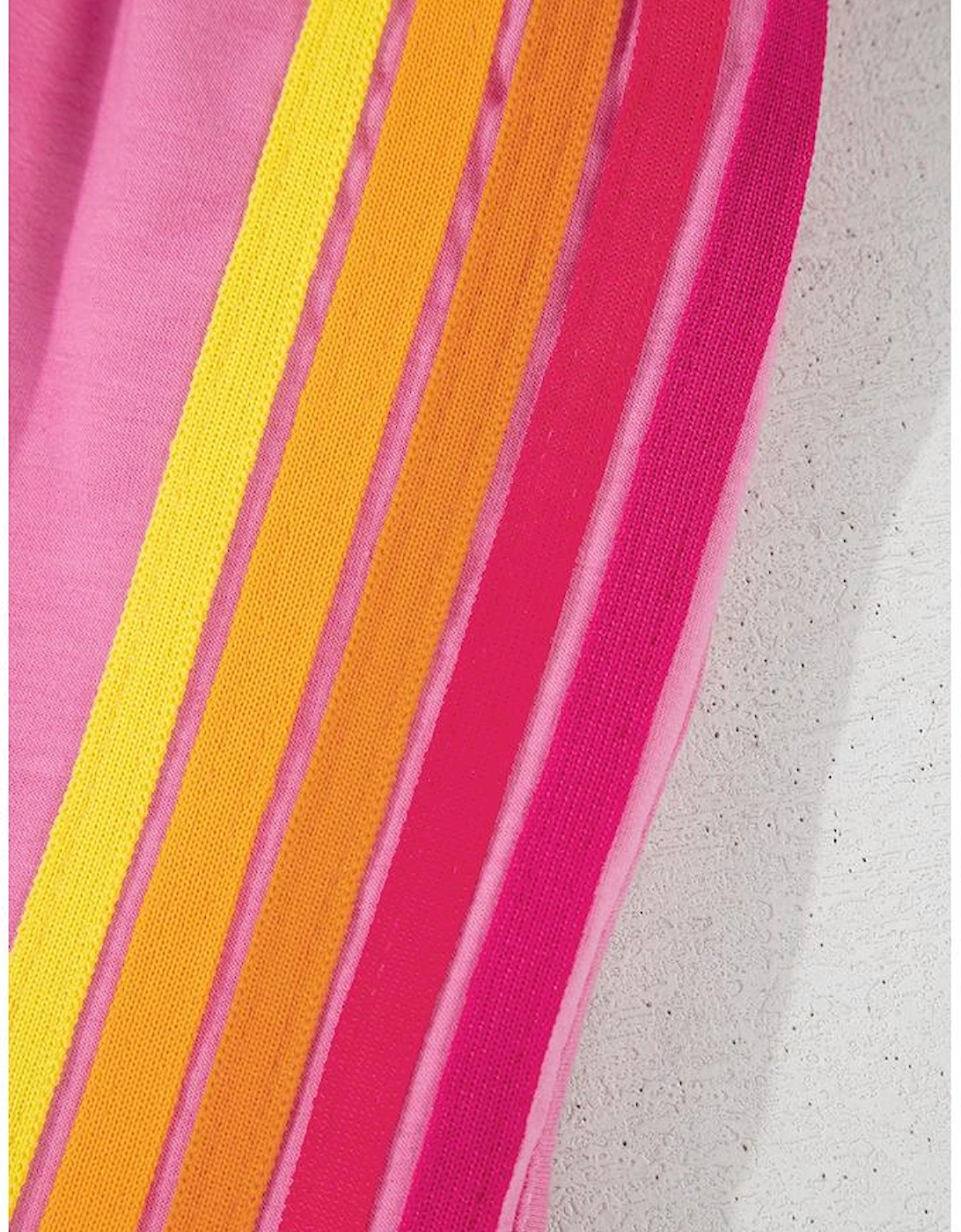 Bonbon Color Block Stripes Elastic High Waist Active Shorts