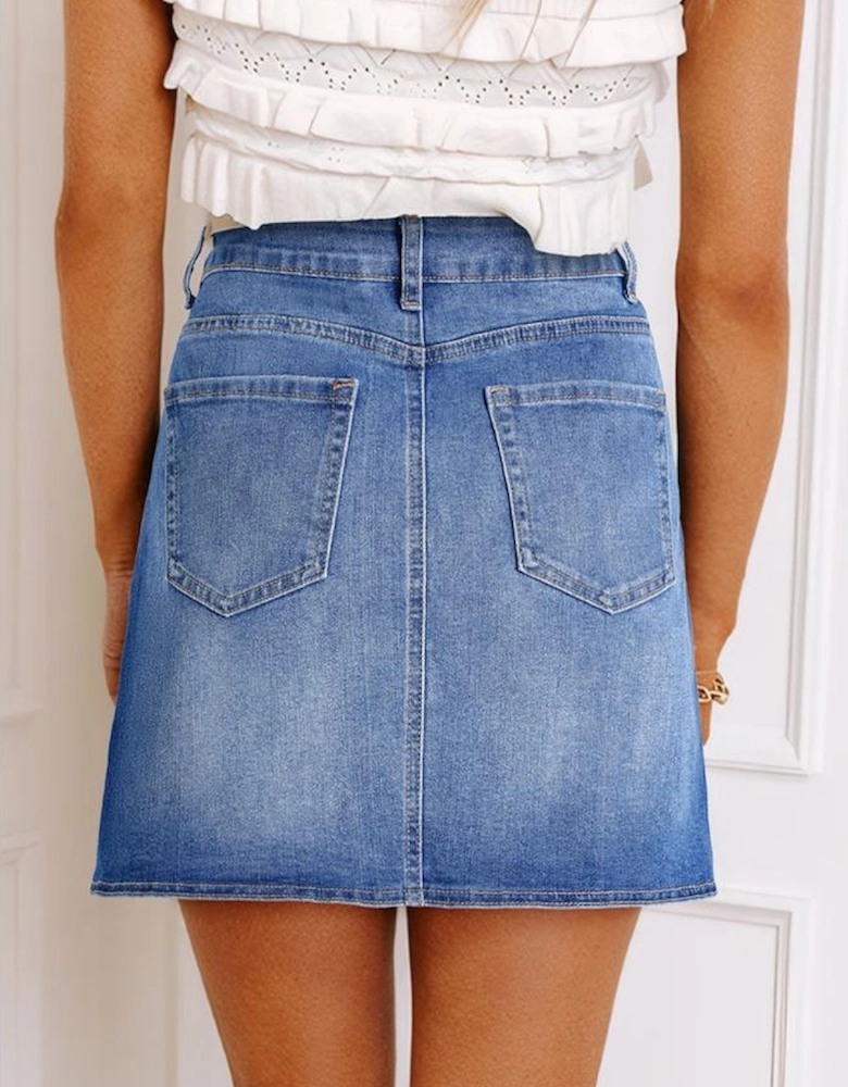 Ashleigh Blue Wrapped Crossed Waist Denim Mini Skirt