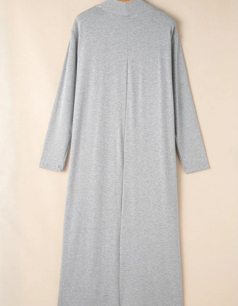 Light Grey Split Long Cardigan and Skinny Pants Lounge Set