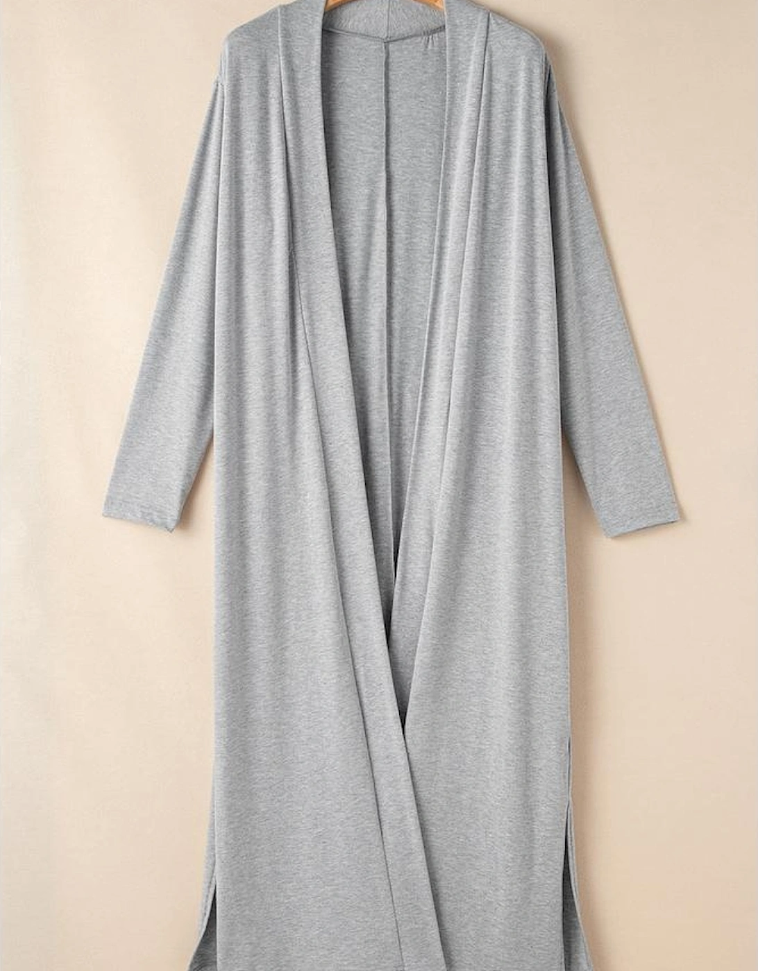 Light Grey Split Long Cardigan and Skinny Pants Lounge Set