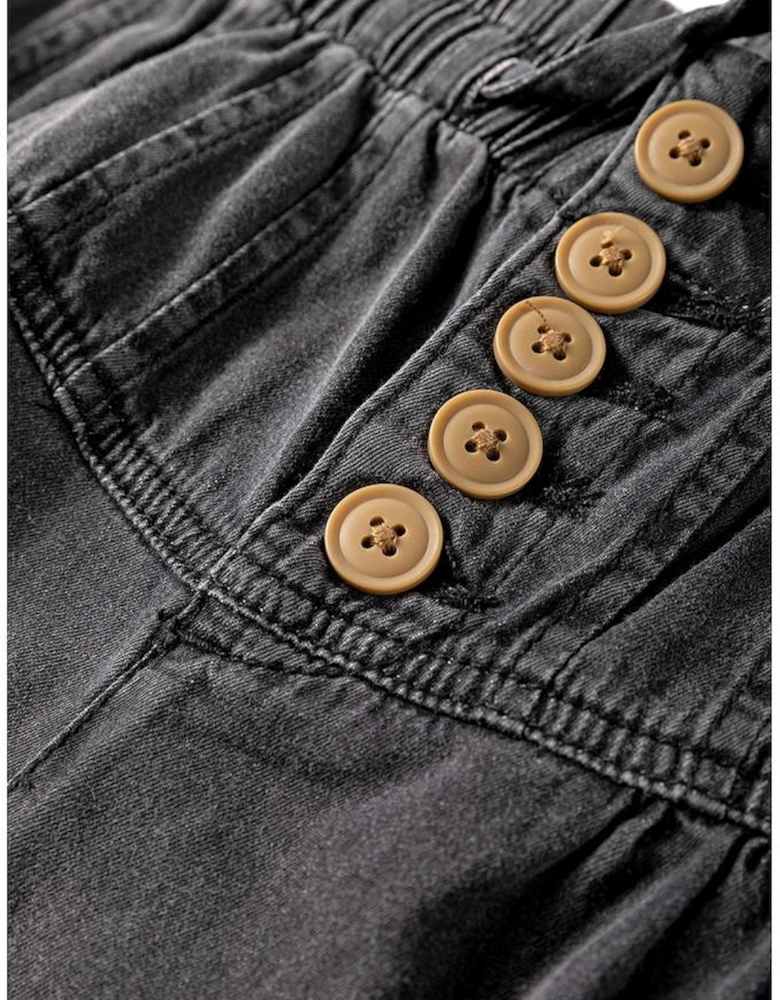 Carbon Grey Mineral Wash Button Fly Waist Wide Leg Jeans