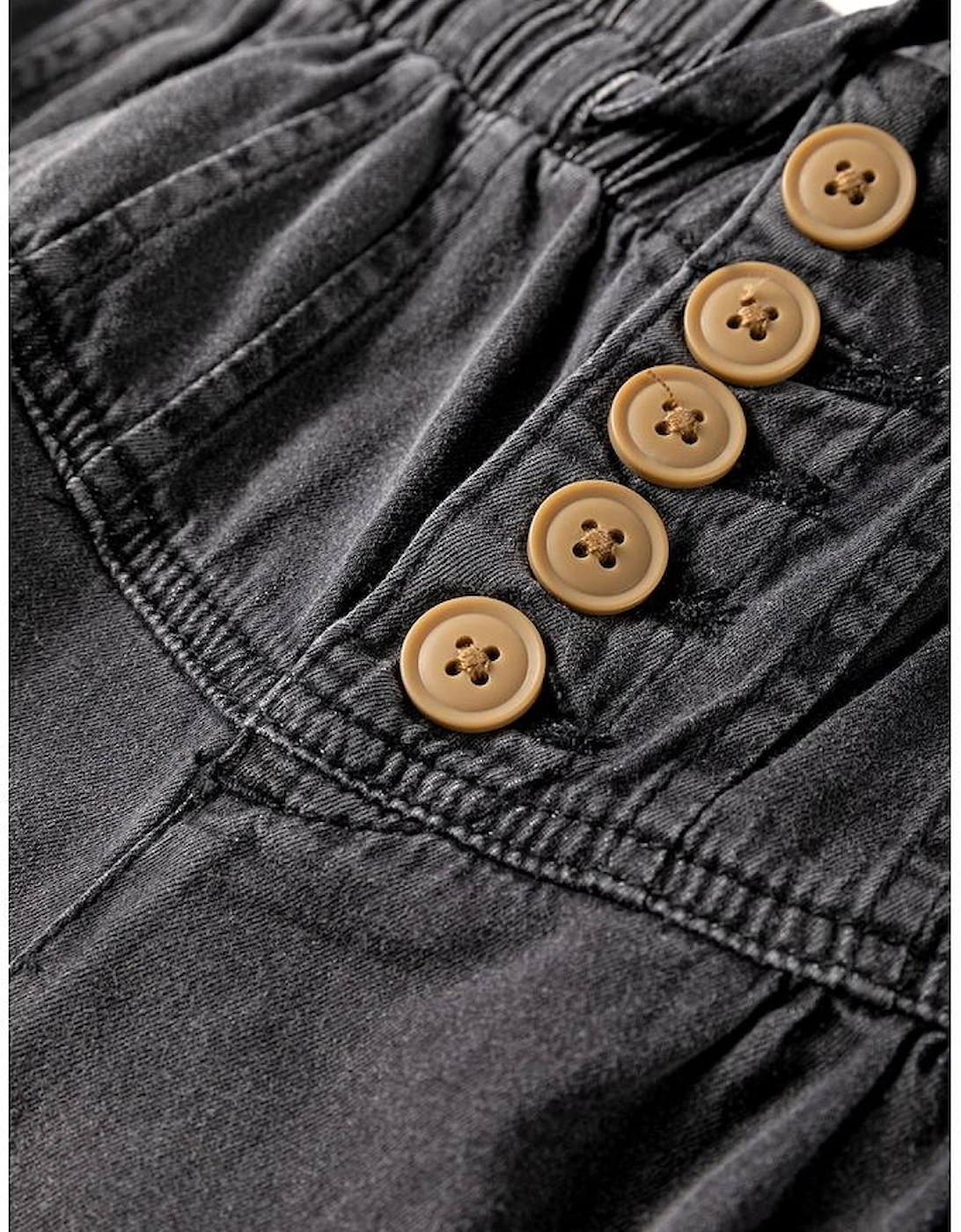 Carbon Grey Mineral Wash Button Fly Waist Wide Leg Jeans