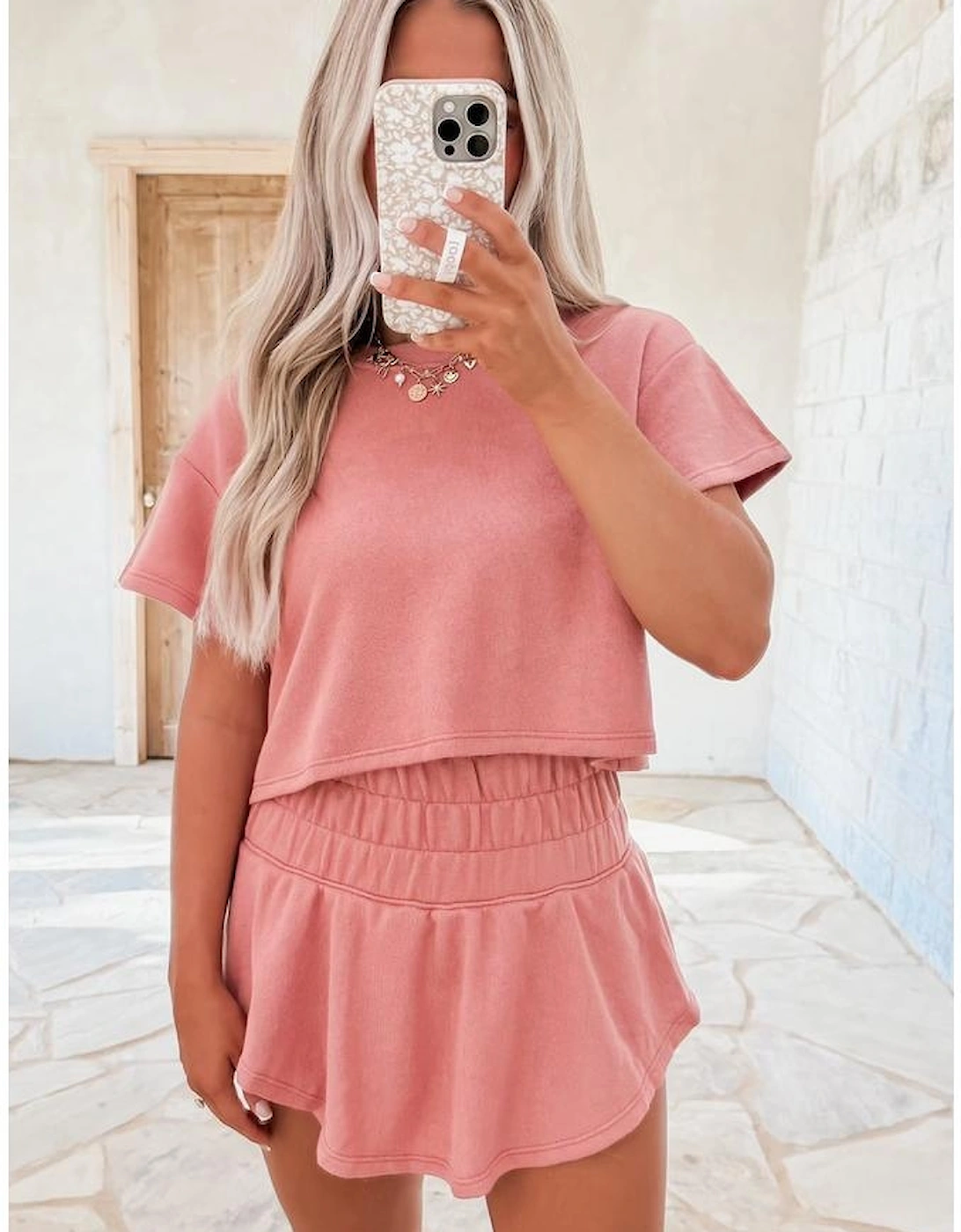 Blossom 2pcs Cropped Tee and Ruffle High Waist Skort Set