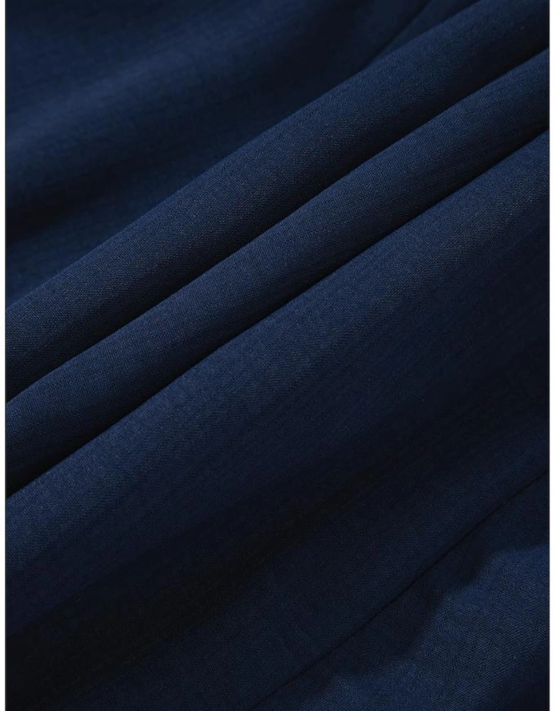 Navy Blue Solid Chest Pockets Tunic Shirt Mini Dress