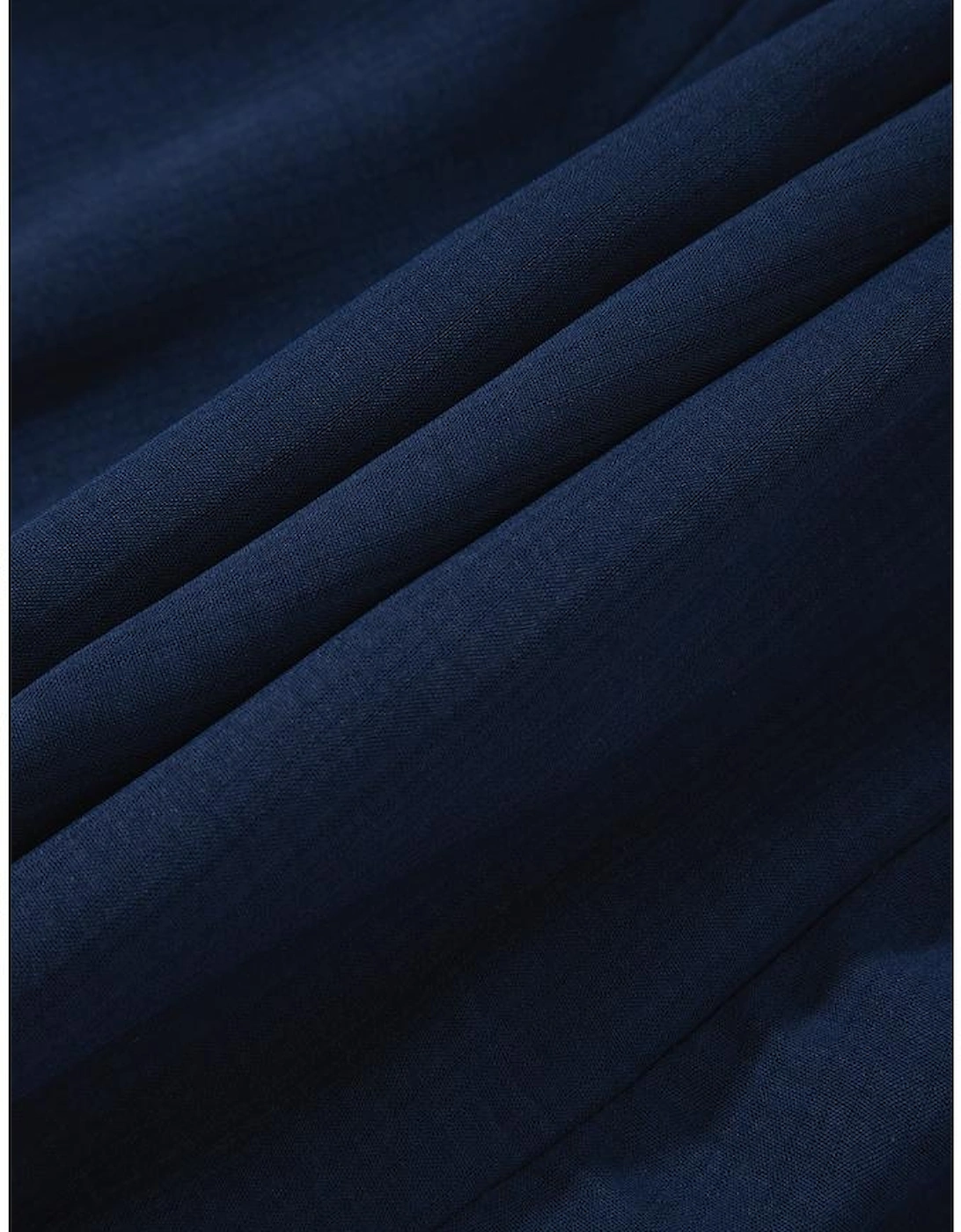 Navy Blue Solid Chest Pockets Tunic Shirt Mini Dress