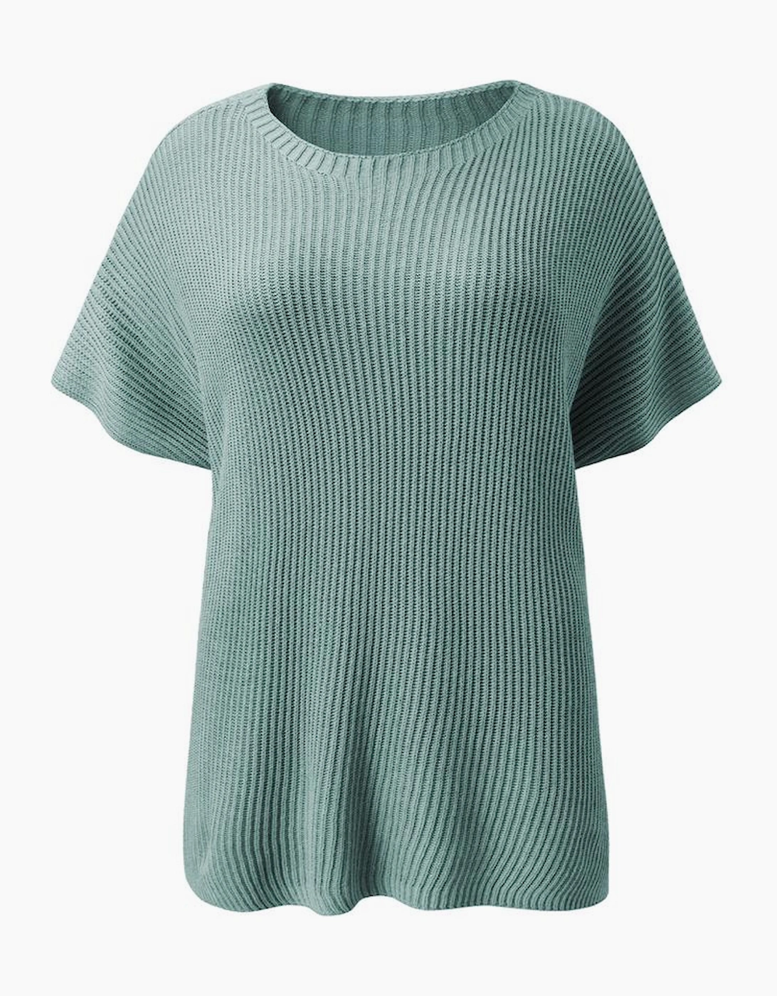 Haze Blue Short Sleeve Side Slit Oversized Sweater