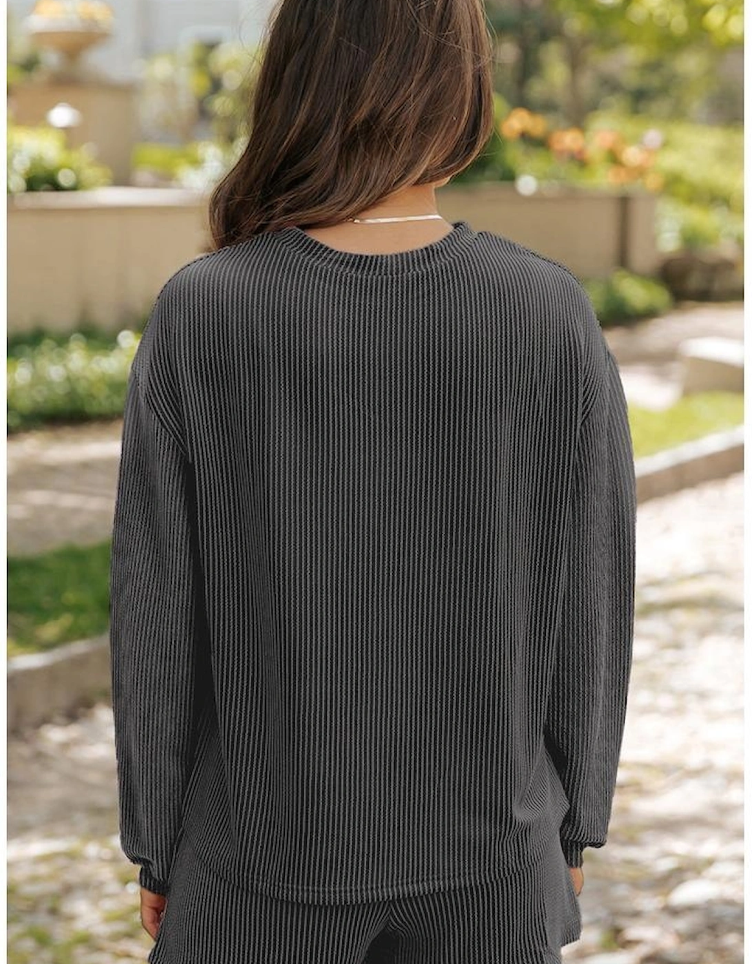 Carbon Grey Colorful Sequin Bow Patched Long Sleeve Top and Shorts Twisted Rib 2pcs Outfit, 5 of 4