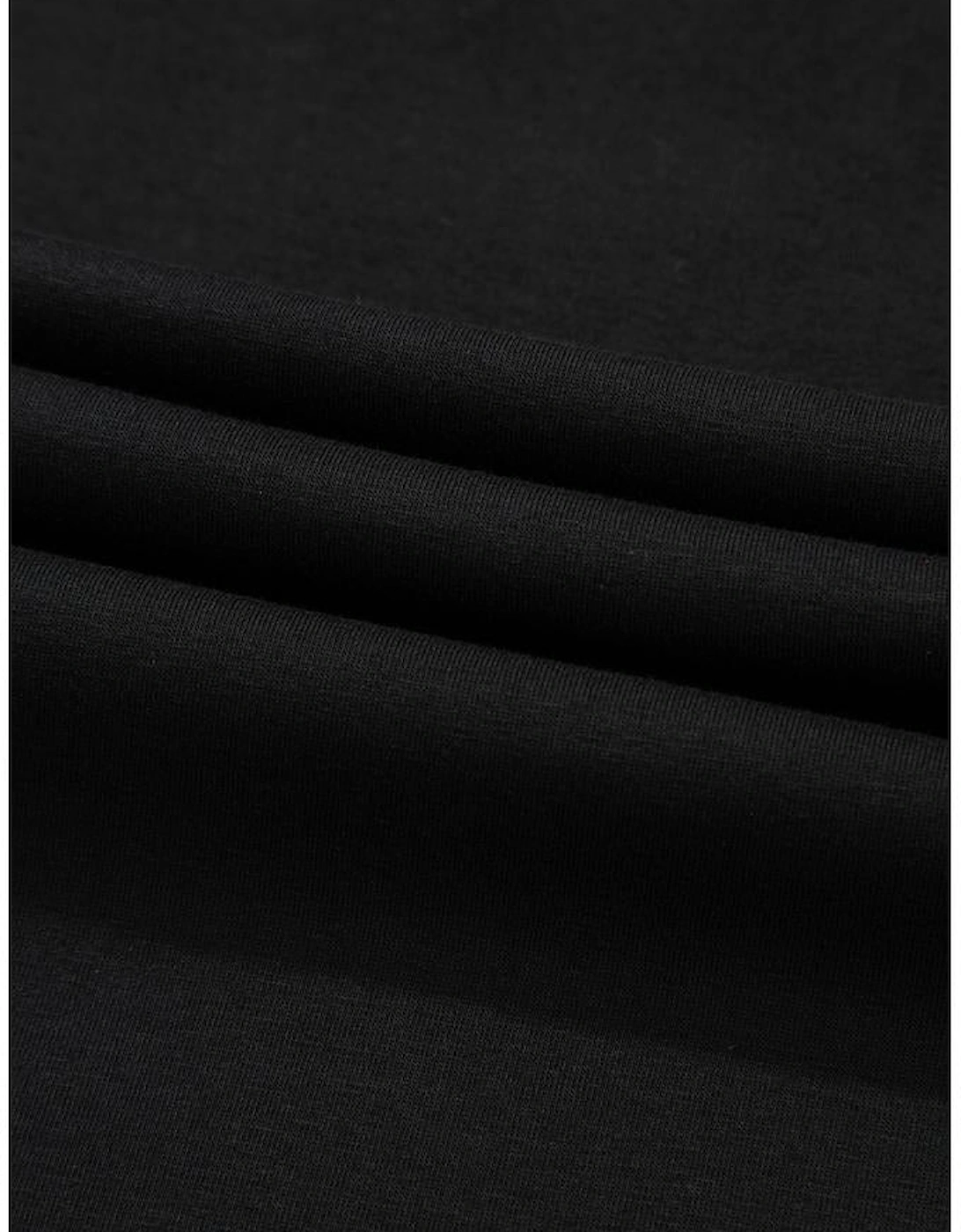 Black Nashville Guitar Print Crew Neck T Shirt Mini Dress