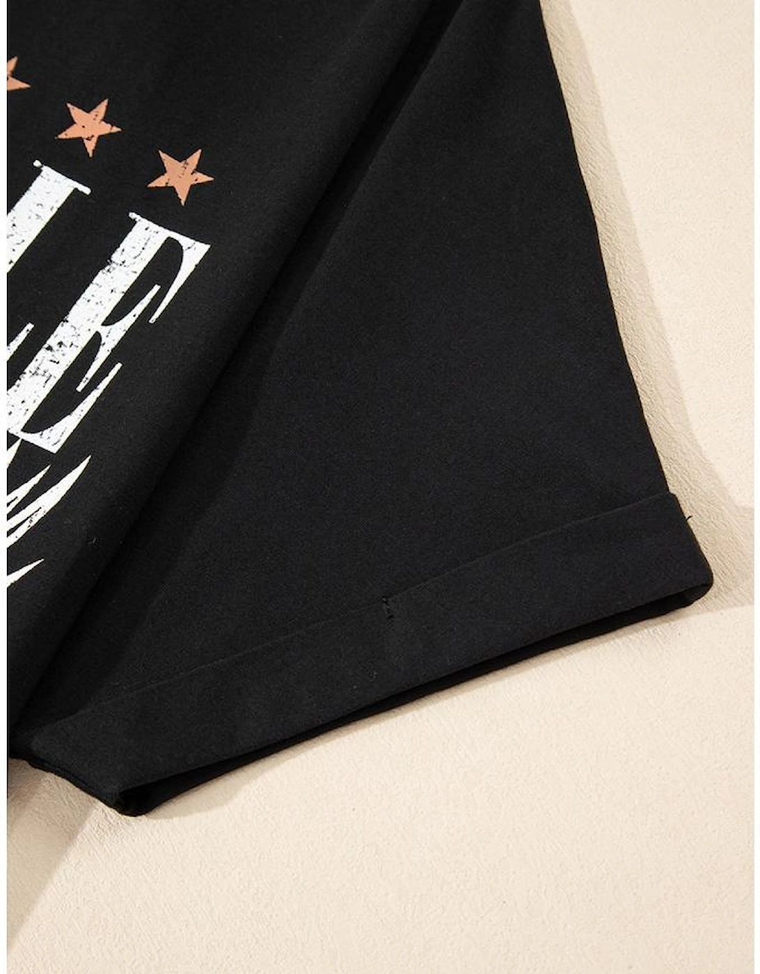 Black Nashville Guitar Print Crew Neck T Shirt Mini Dress