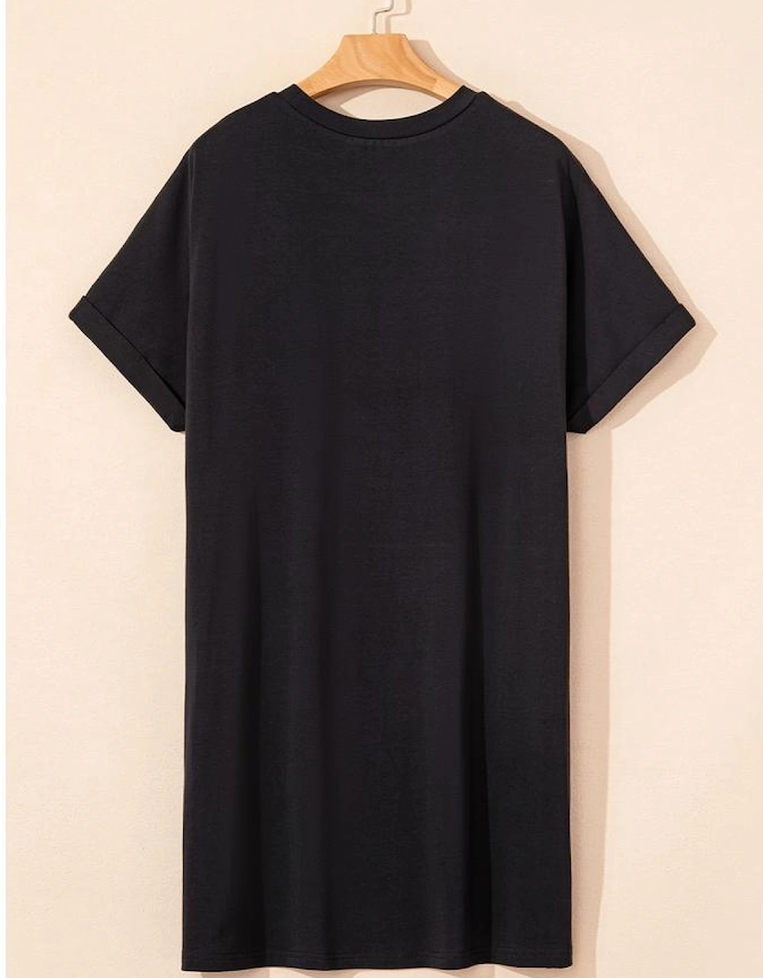 Black Nashville Guitar Print Crew Neck T Shirt Mini Dress