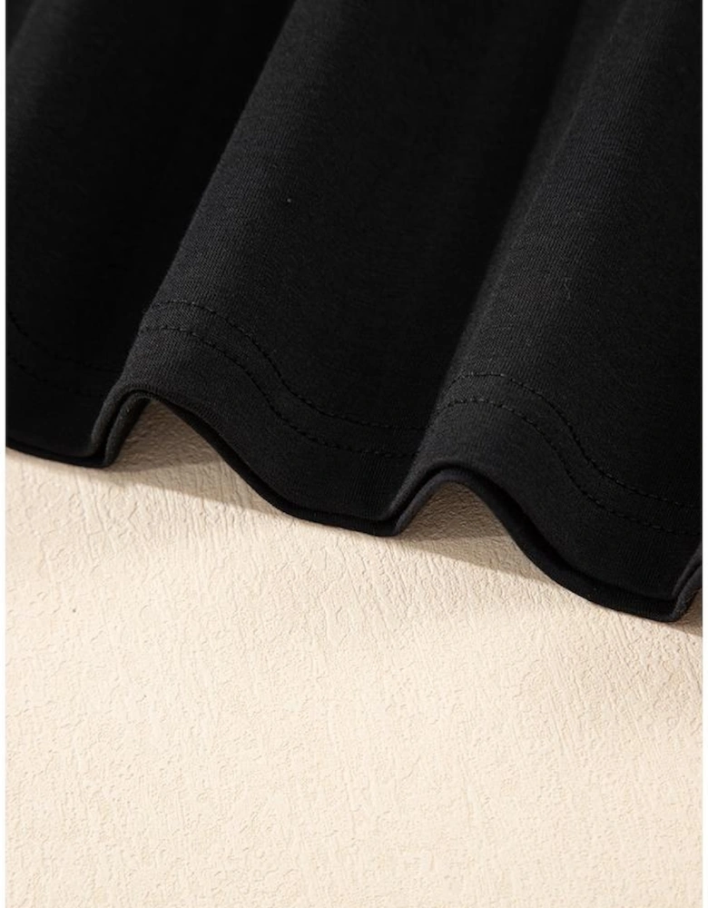 Black Nashville Guitar Print Crew Neck T Shirt Mini Dress