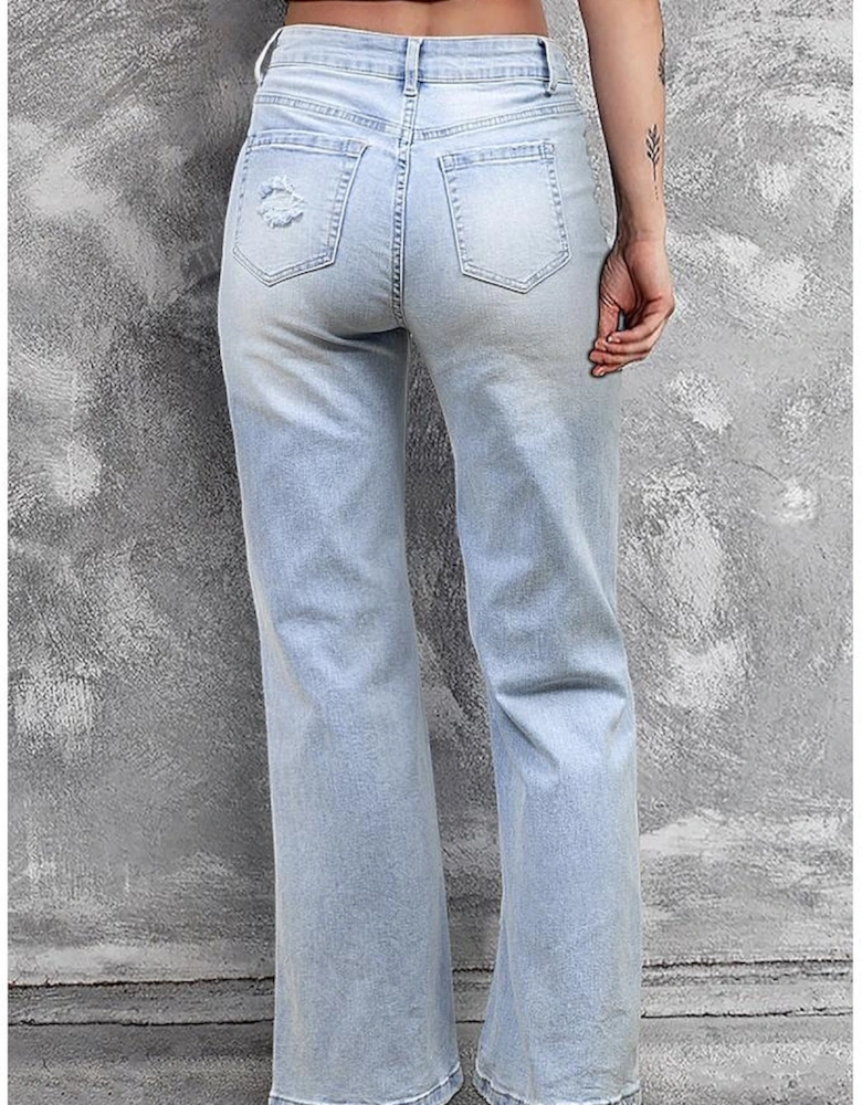 Beau Blue Vintage Light Wash Distressed Flare Jeans