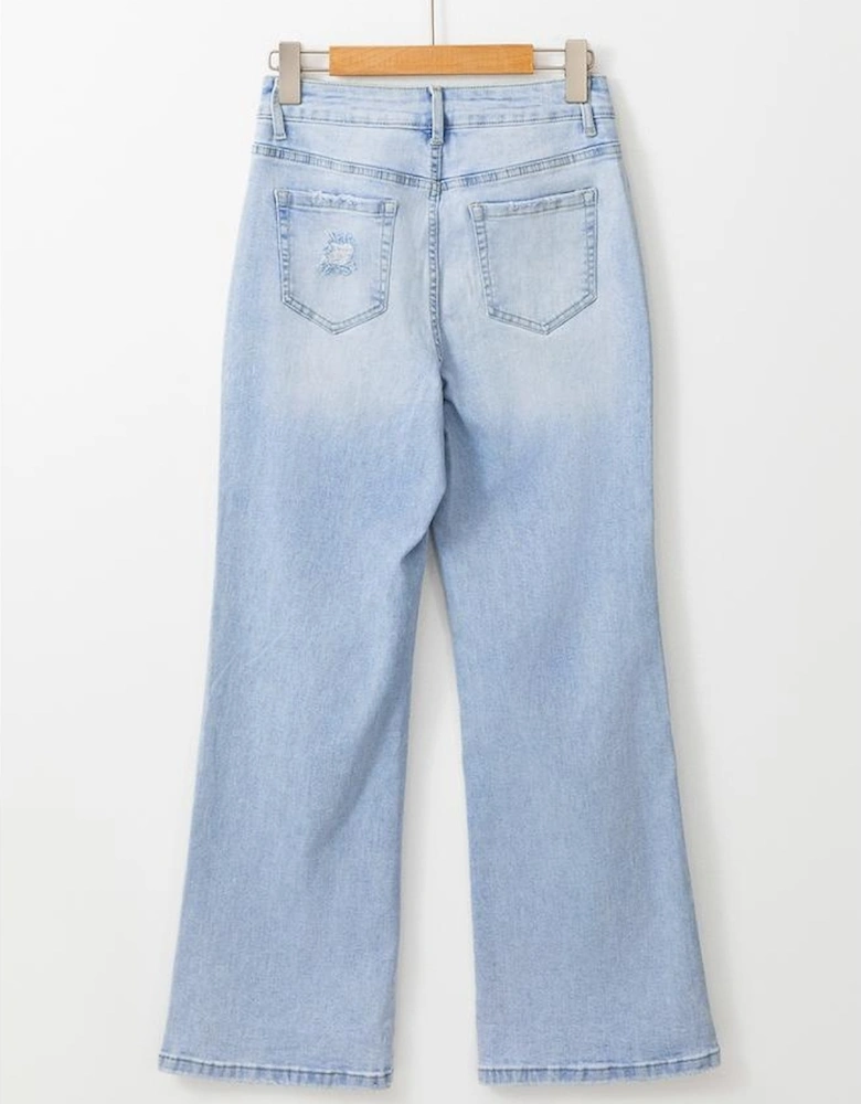 Beau Blue Vintage Light Wash Distressed Flare Jeans