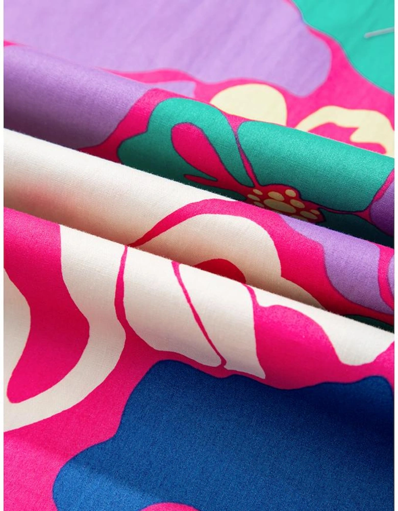 Purple Floral Print Shirred Spaghetti Strap Loose Maxi Dress