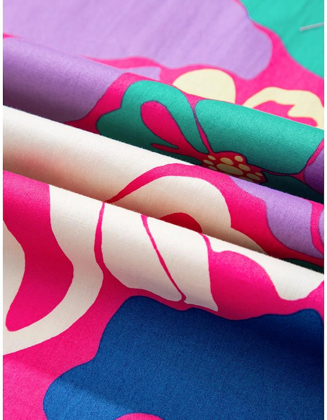 Purple Floral Print Shirred Spaghetti Strap Loose Maxi Dress